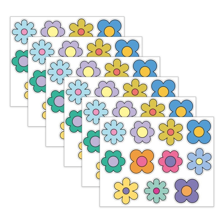 Carson Dellosa Education Happily Ever Elementary Retro Remix Flowers Cutouts, 36 Per Pack, 6 Packs