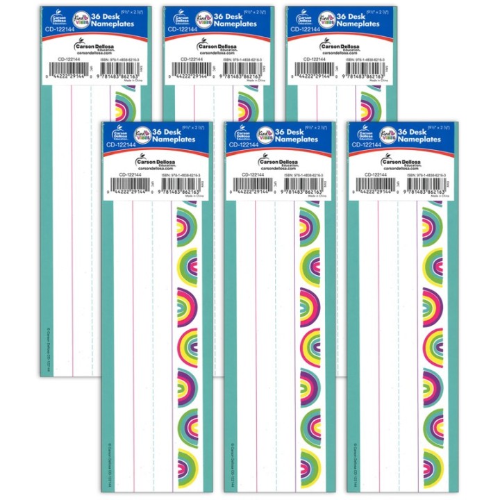 Carson Dellosa Education Kind Vibes Nameplates, 36 Per Pack, 6 Packs