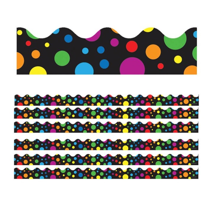 Carson Dellosa Education Big Rainbow Dots Scalloped Border, 39 Feet Per Pack, 6 Packs