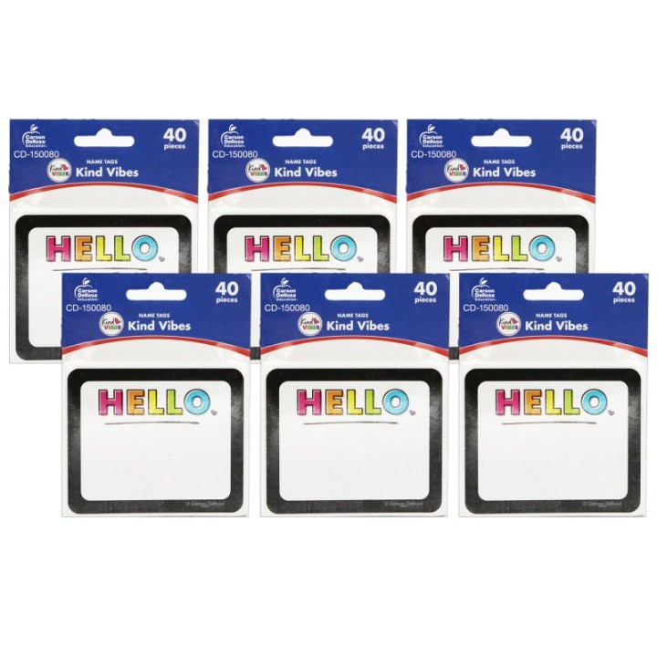 Carson Dellosa Education Kind Vibes Name Tags, 40 Per Pack, 6 Packs