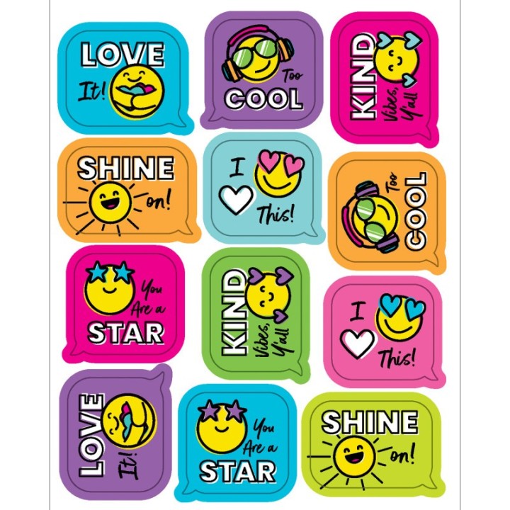 Carson Dellosa Education Kind Vibes Smiley Faces Shape Stickers, Pack of 72