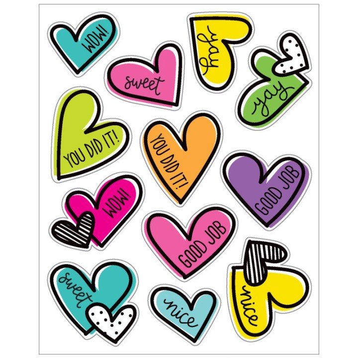 Carson Dellosa Education Kind Vibes Doodle Hearts Shape Stickers, Pack of 72