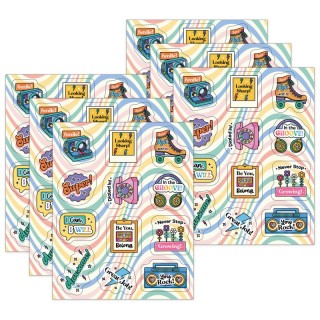 Carson Dellosa Education Happily Ever Elementary Retro Remix Motivators Motivational Stickers, 72 Per Pack, 6 Packs