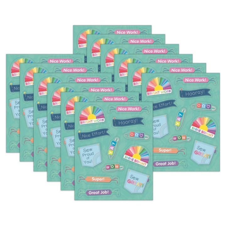 Carson Dellosa Education Crafty and Cool Motivators Motivational Stickers, 72 Per Pack, 12 Packs