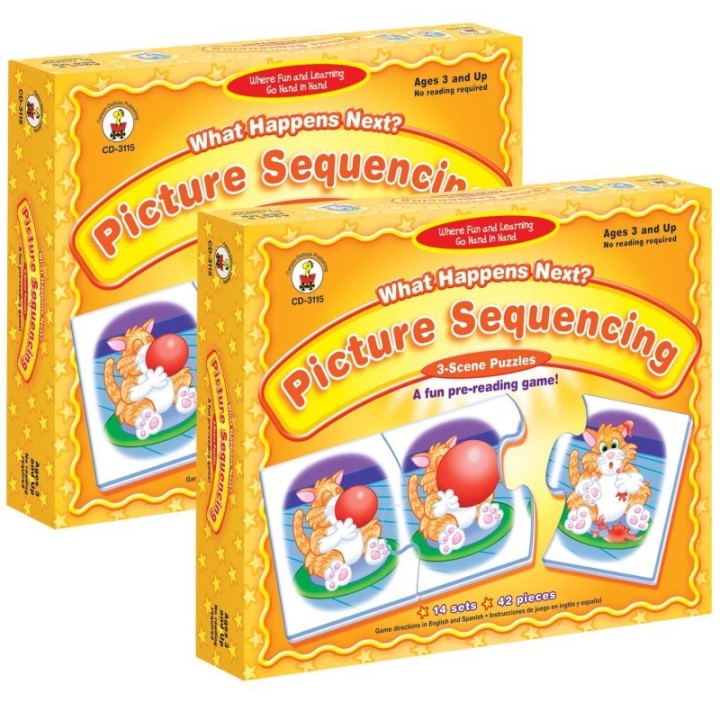 Carson Dellosa Education What Happens Next? Picture Sequencing Puzzle Game, Grade PK-K, Pack of 2