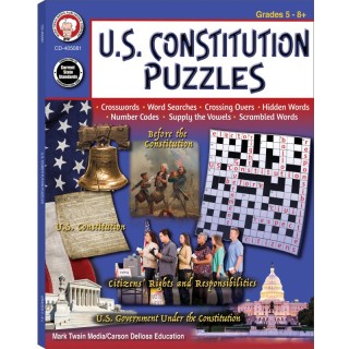 Mark Twain Media U.S. Constitution Puzzles Workbook, Grades 5-12