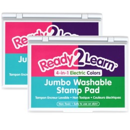 READY 2 LEARN™ Jumbo Washable Stamp Pad - 4-in-1 Electric Colors - Pack of 2