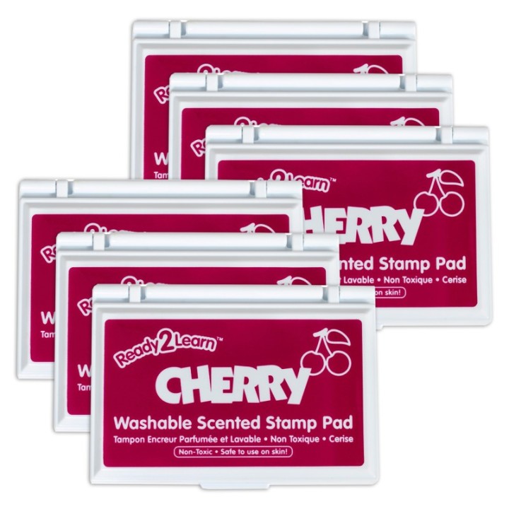 READY 2 LEARN™ Washable Stamp Pad - Cherry Scent, Dark Red - Pack of 6