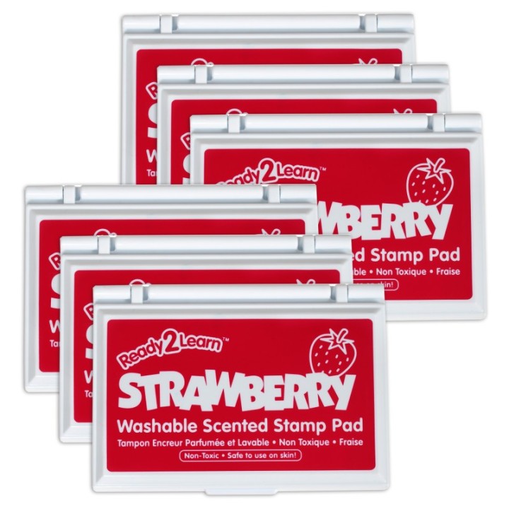 READY 2 LEARN™ Washable Stamp Pad - Strawberry Scent, Red - Pack of 6