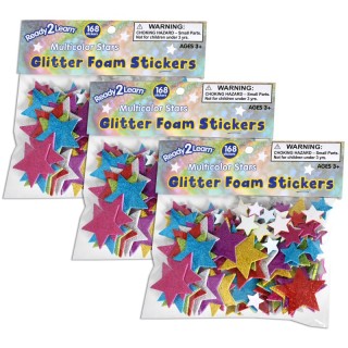 READY 2 LEARN™ Glitter Foam Stickers - Stars - Multicolor, 168 Per Pack, 3 Packs