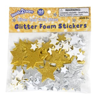READY 2 LEARN™ Glitter Foam Stickers - Stars - Silver and Gold