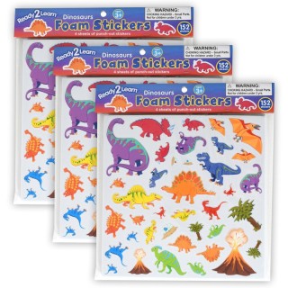 READY 2 LEARN™ Foam Stickers - Dinosaurs - 152 Per Pack - 3 Packs