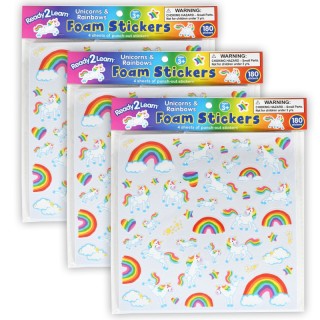 READY 2 LEARN™ Foam Stickers - Unicorns and Rainbows - 180 Per Pack - 3 Packs