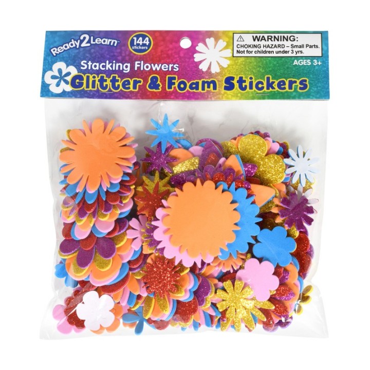 READY 2 LEARN™ Glitter and Foam Stickers - Stacking Flowers - Pack of 144