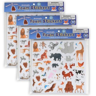 READY 2 LEARN™ Foam Stickers - Animals - 168 Per Pack - 3 Packs