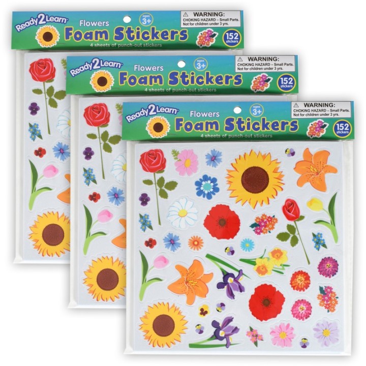 READY 2 LEARN™ Foam Stickers - Flowers - 152 Per Pack - 3 Packs