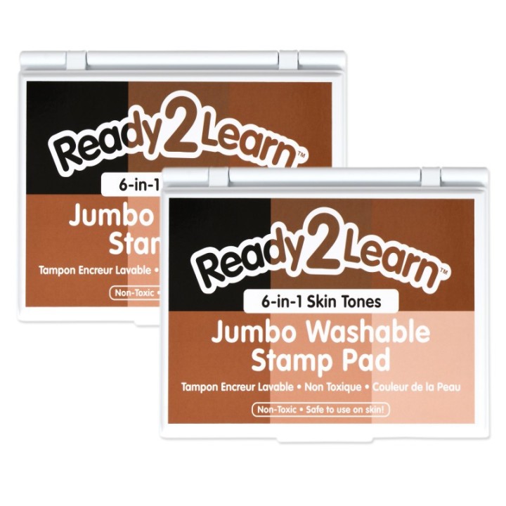 READY 2 LEARN™ Jumbo Washable Stamp Pad - 6-in-1 - Skin Tones, Pack of 2