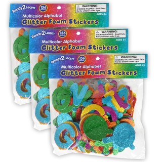 READY 2 LEARN™ Glitter Foam Stickers - Alphabet - Multicolor - 156 Per Pack - 3 Packs