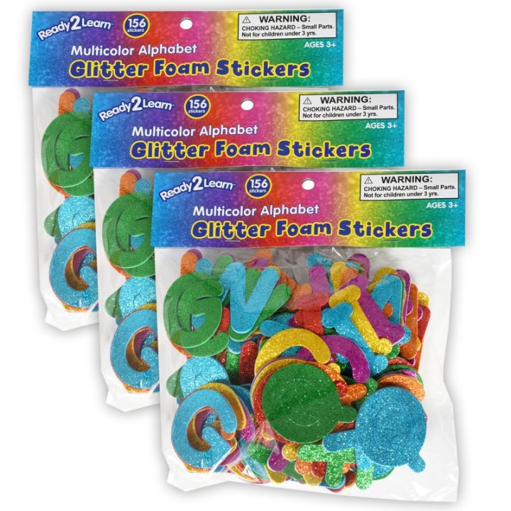 READY 2 LEARN™ Glitter Foam Stickers - Alphabet - Multicolor - 156 Per Pack - 3 Packs