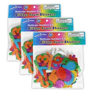 READY 2 LEARN™ Glitter Foam Stickers - Numbers - Multicolor - 120 Per Pack - 3 Packs