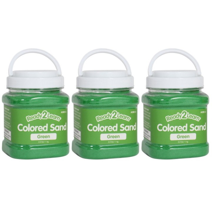 READY 2 LEARN™ Colored Sand - Green - 2.2 lb. Jar - Pack of 3
