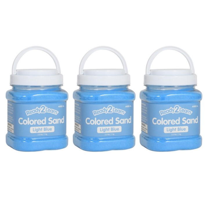 READY 2 LEARN™ Colored Sand - Light Blue - 2.2 lb. Jar - Pack of 3