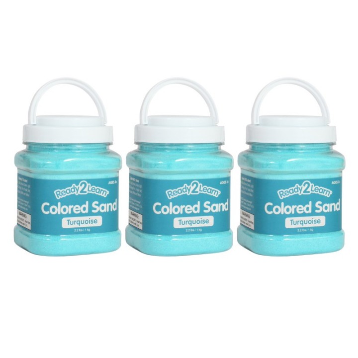 READY 2 LEARN™ Colored Sand - Turquoise - 2.2 lb. Jar - Pack of 3