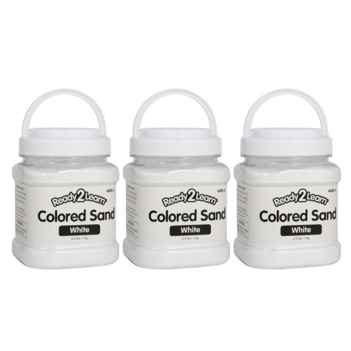 READY 2 LEARN™ Colored Sand - White - 2.2 lb. Jar - Pack of 3