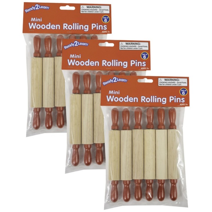 READY 2 LEARN™ Mini Wooden Rolling Pins, 6 Per Set, 3 Sets
