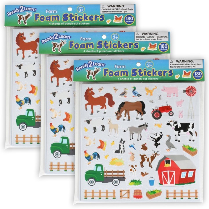 READY 2 LEARN™ Foam Stickers - Farm - 180 Per Pack - 3 Packs