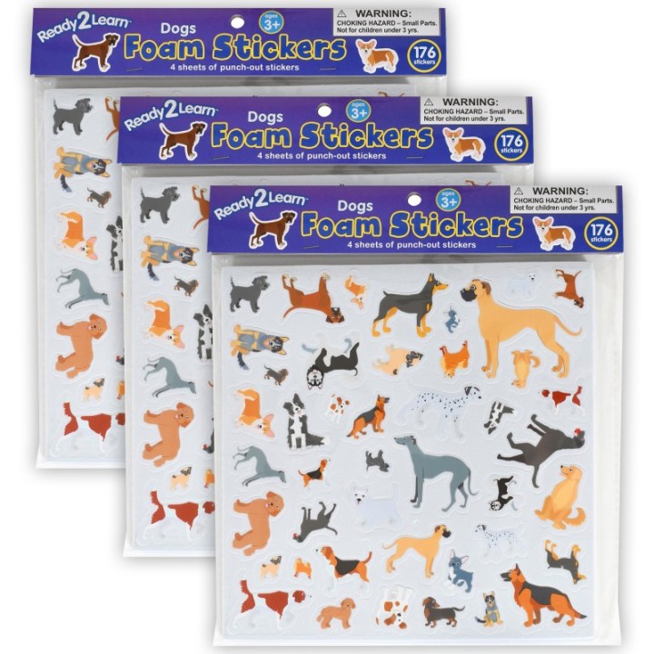 READY 2 LEARN™ Foam Stickers - Dogs -176 Per Pack - 3 Packs