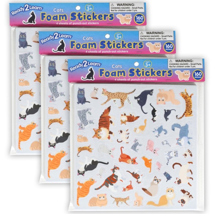 READY 2 LEARN™ Foam Stickers - Cats - 160 Per Pack - 3 Packs
