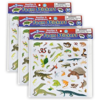 READY 2 LEARN™ Foam Stickers - Reptiles and Amphibians - 184 Per Pack - 3 Packs