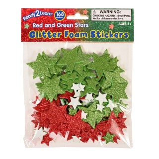 READY 2 LEARN™ Glitter Foam Stickers, Stars, Red and Green