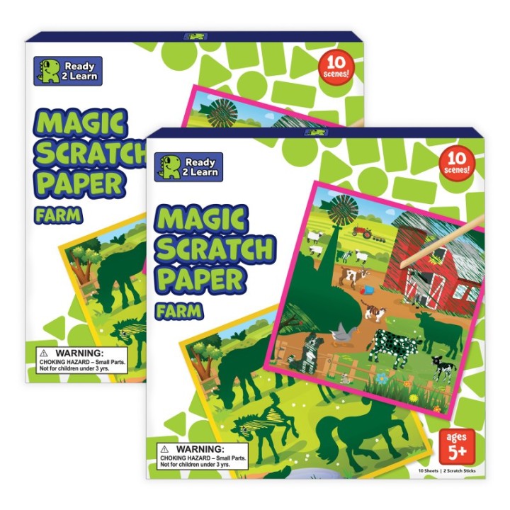 READY 2 LEARN™ Magic Scratch Paper, Farm, 10 Per Pack, 2 Packs