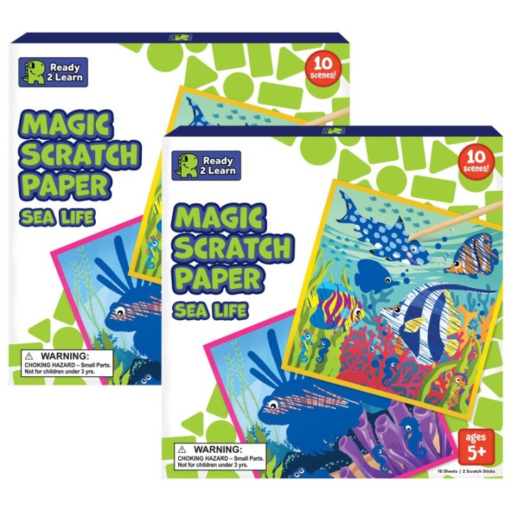 READY 2 LEARN™ Magic Scratch Paper, Sea-Life, 10 Per Pack, 2 Packs