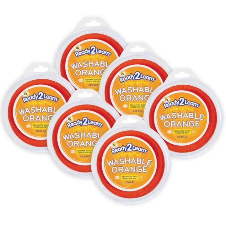READY 2 LEARN™ Jumbo Circular Washable Stamp Pad - Orange - 5.75" dia. - Pack of 6