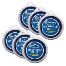 READY 2 LEARN™ Jumbo Circular Washable Stamp Pad - Blue - 5.75" dia. - Pack of 6