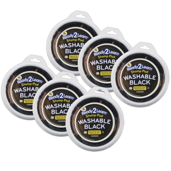 READY 2 LEARN™ Jumbo Circular Washable Stamp Pad - Black - 5.75" dia. - Pack of 6