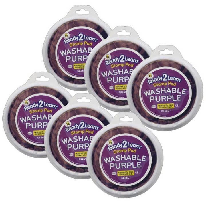 READY 2 LEARN™ Jumbo Circular Washable Stamp Pad - Purple - 5.75" dia. - Pack of 6