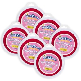 READY 2 LEARN™ Jumbo Circular Washable Stamp Pad - Pink - 5.75" dia. - Pack of 6