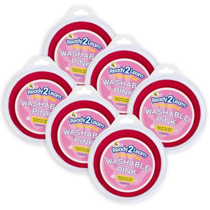 READY 2 LEARN™ Jumbo Circular Washable Stamp Pad - Pink - 5.75" dia. - Pack of 6