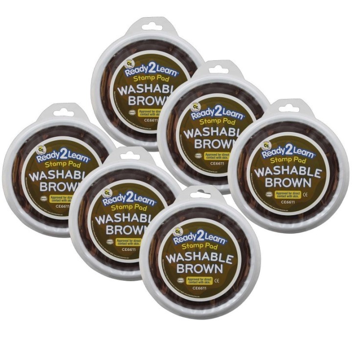 READY 2 LEARN™ Jumbo Circular Washable Stamp Pad - Brown - 5.75" dia. - Pack of 6