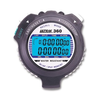 ULTRAK 360 LED Backlight 30 Memory Stopwatch, Black