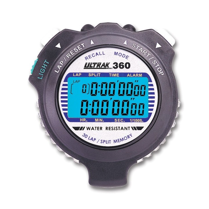 ULTRAK 360 LED Backlight 30 Memory Stopwatch, Black