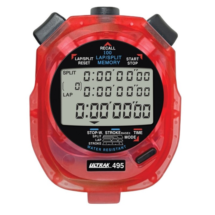 ULTRAK 495 100 Memory Stopwatch, Red