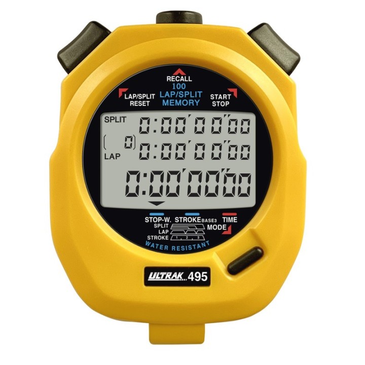 ULTRAK 495 100 Memory Stopwatch, Yellow