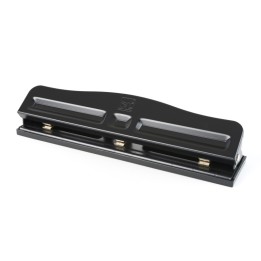 Charles Leonard 3-Hole Paper Punch, Adjustable Holes, 12 Sheet Capacity, Black