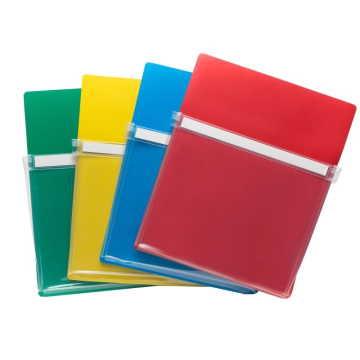 Charles Leonard Magnetic Pockets, 9.5"W x 11.75"H, 4 Assorted Colors Per Pack