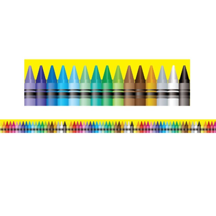 Charles Leonard Magnetic Straight Borders/Trims, 1.5" x 24", Crayon Theme, Pack of 12